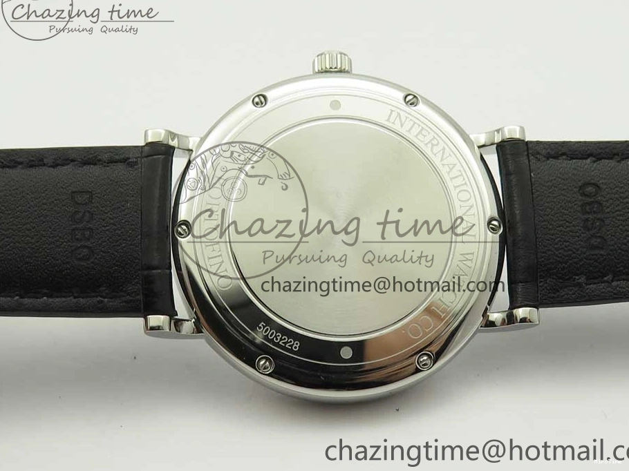 MIROTIME 0309 Portofino Automatic SS FKF 1:1 Best Edition White Dial RG Markers on Black Leather Strap A Stretchable 7141